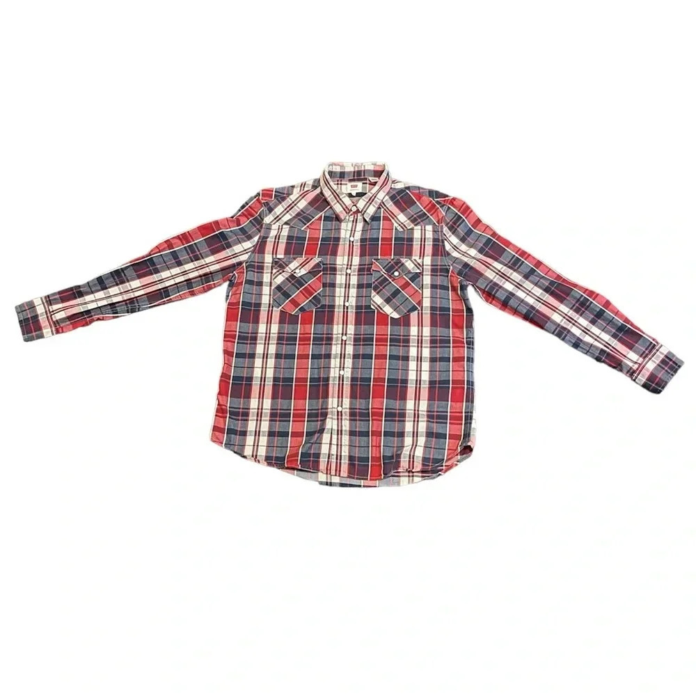 Levi’s long sleeve plaid western shirt size-XL